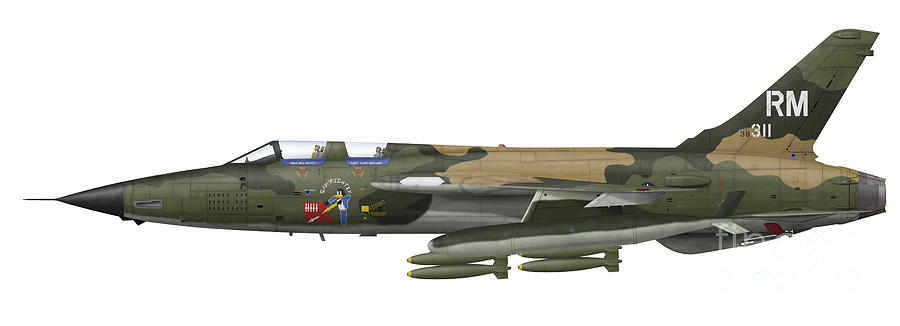 Illustration Of An F-105f Thunderchief Digital Art by Inkworm - Fine ...