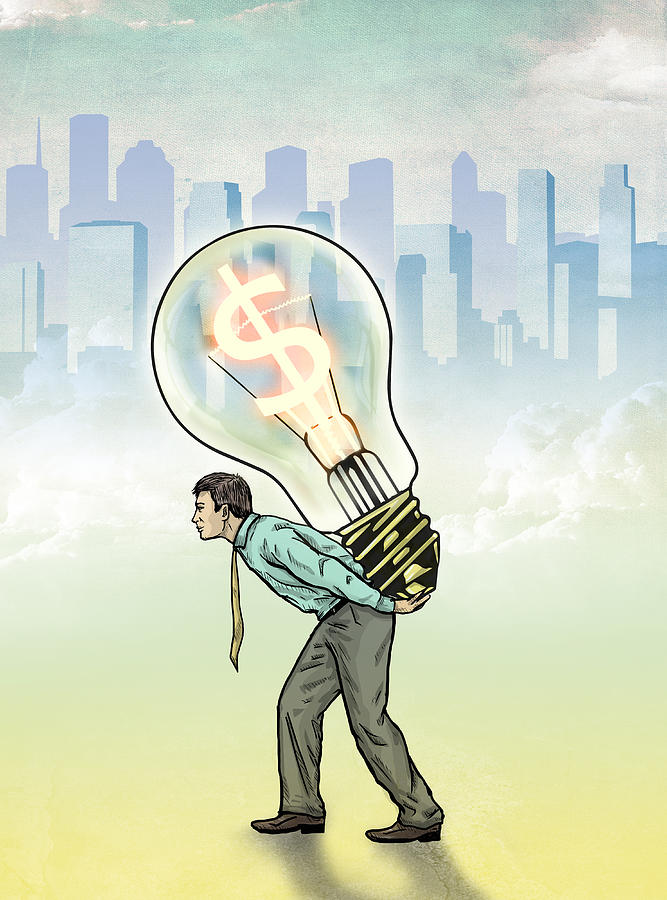 Illustration Of Businessman Carrying Light Bulb Photograph by Fanatic Studio / Science Photo Library