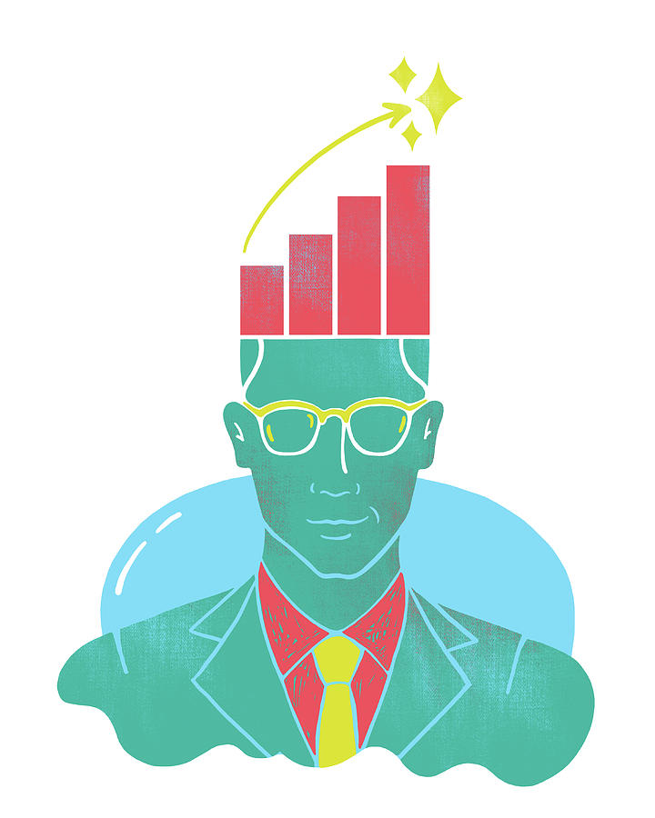 Illustration Of Businessman With Graph On Head Photograph by Fanatic Studio / Science Photo Library