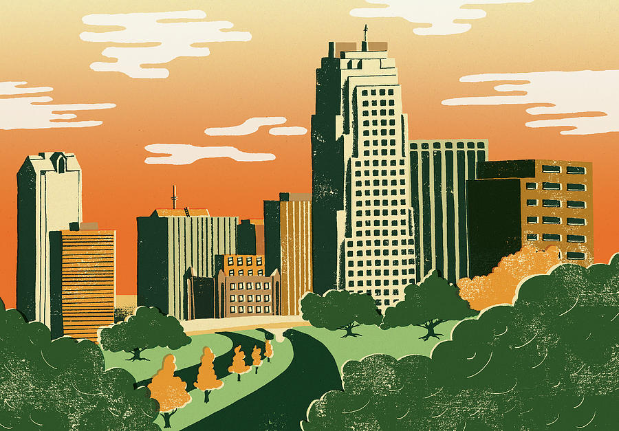 Illustration Of Cityscape Of Raleigh Photograph by Ikon Images