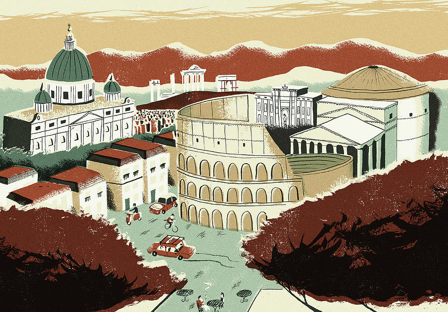 Illustration Of Coliseum And Rome Photograph by Ikon Images