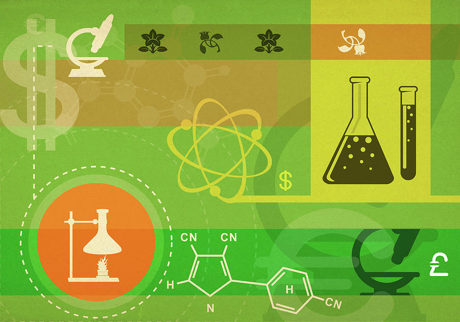 Illustration Of Currency Symbols And Science Objects Photograph By 