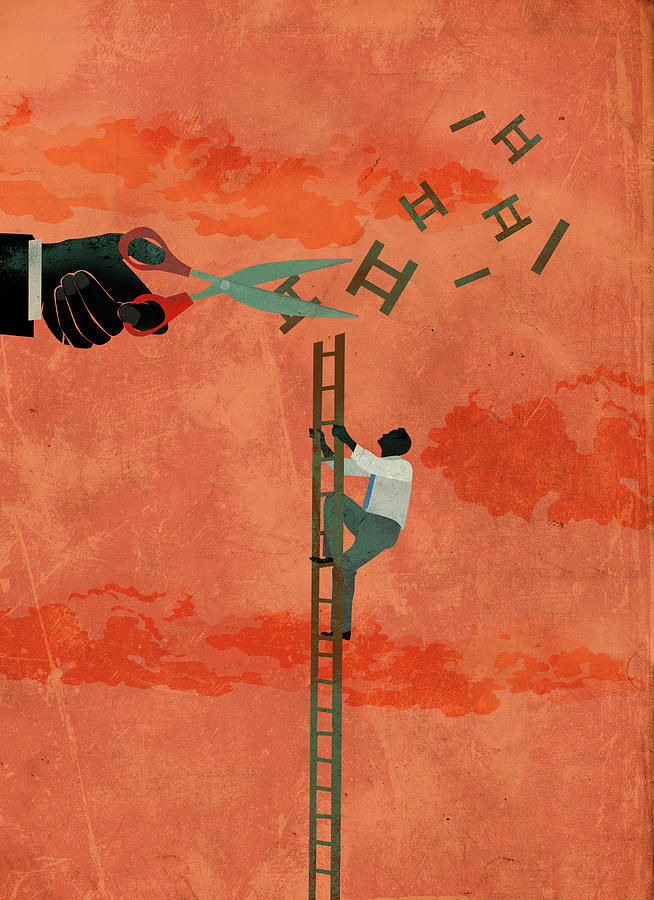 Ambition Photograph - Illustration Of Determined Businessman Climbing Ladder by Fanatic Studio / Science Photo Library Ambition Photograph - Illustration Of Determined Businessman Climbing Ladder by Fanatic Studio / Science Photo Library