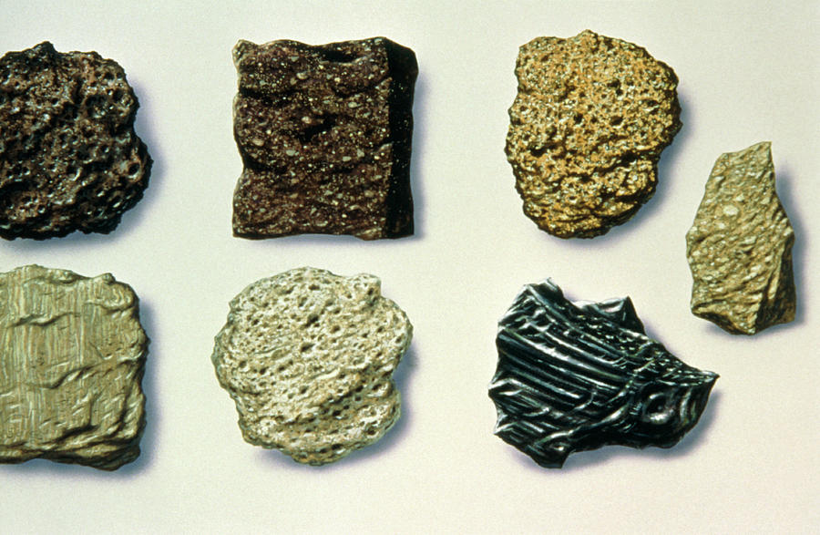 Illustration Of Different Types Of Volcanic Rocks Photograph by David Hardy/science Photo Library