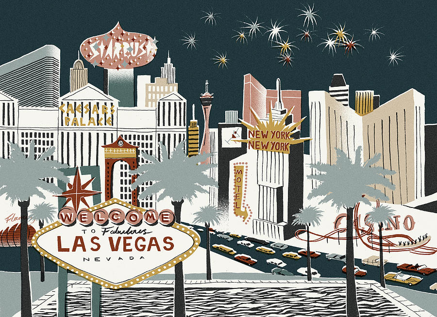 Illustration Of Las Vegas Street Scene Photograph by Ikon Images