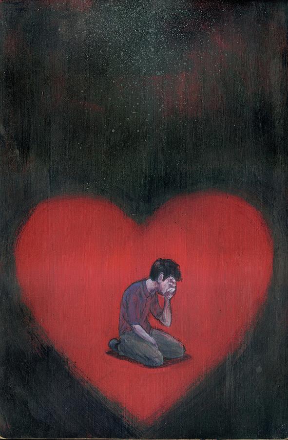 Bad Luck Photograph - Illustration Of Man Crying In Heart by Fanatic Studio / Science Photo Library