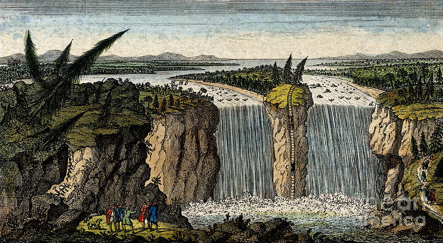 Nature Photograph - Illustration Of Niagara Falls, 1751 by Wellcome Images