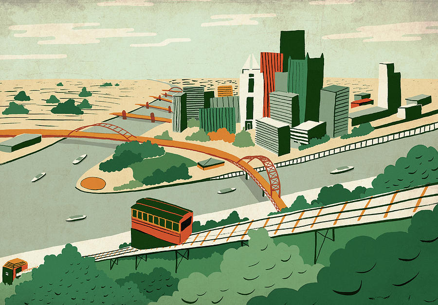 Illustration Of Pittsburgh At River Photograph by Ikon Images