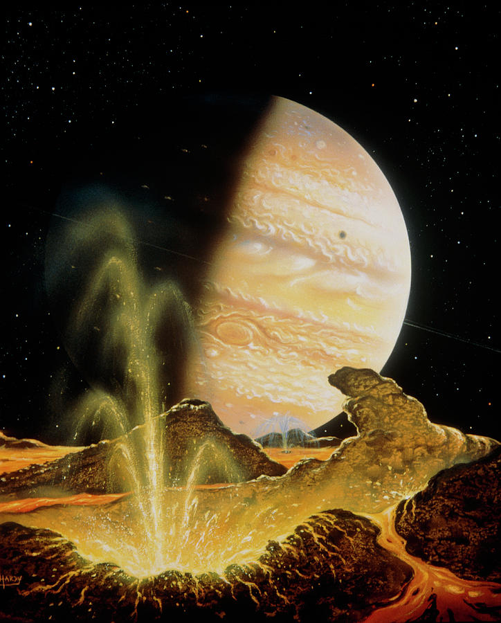 Illustration Of Slphur Eruption On Io Photograph by David Hardy/science Photo Library