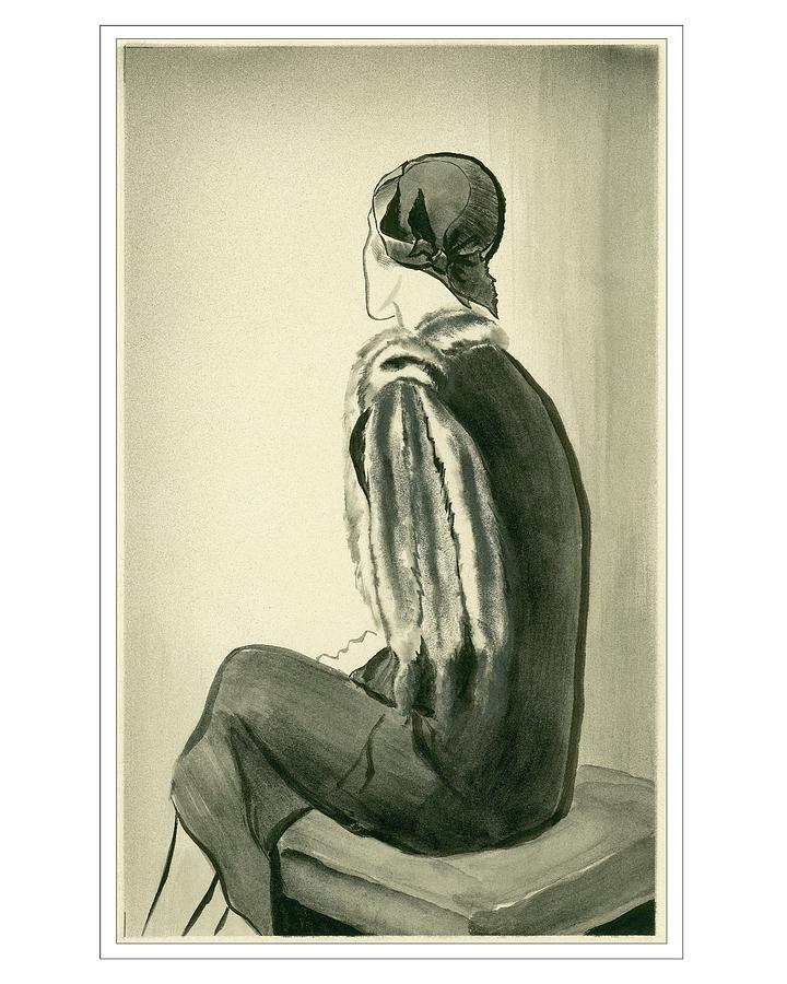 Illustration Of The Rear View Of A Woman Sitting Digital Art by Rene Bouet-Willaumez