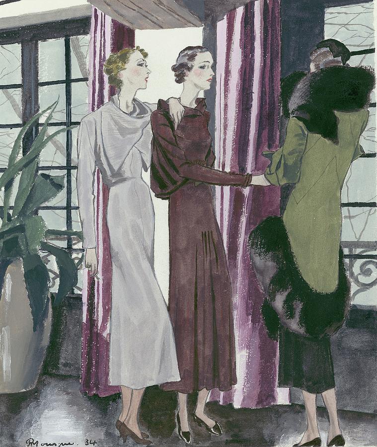 Illustration Of Three Fashionable Women Digital Art by Pierre Mourgue