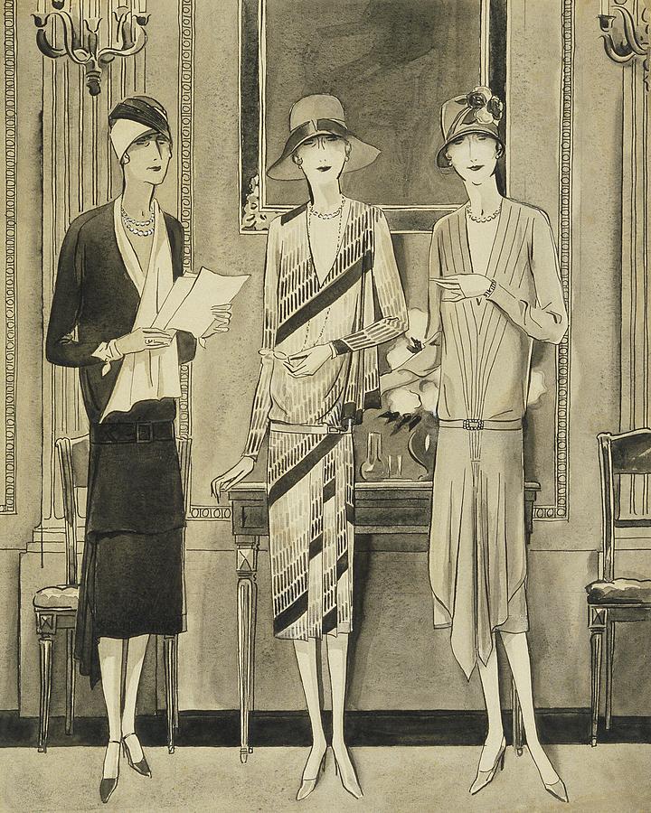 Illustration Of Three Fashionable Women Digital Art by William Bolin