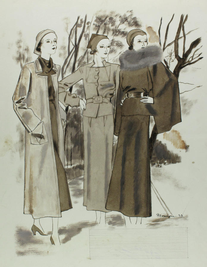 Illustration Of Three Women In A Park Digital Art by Pierre Mourgue