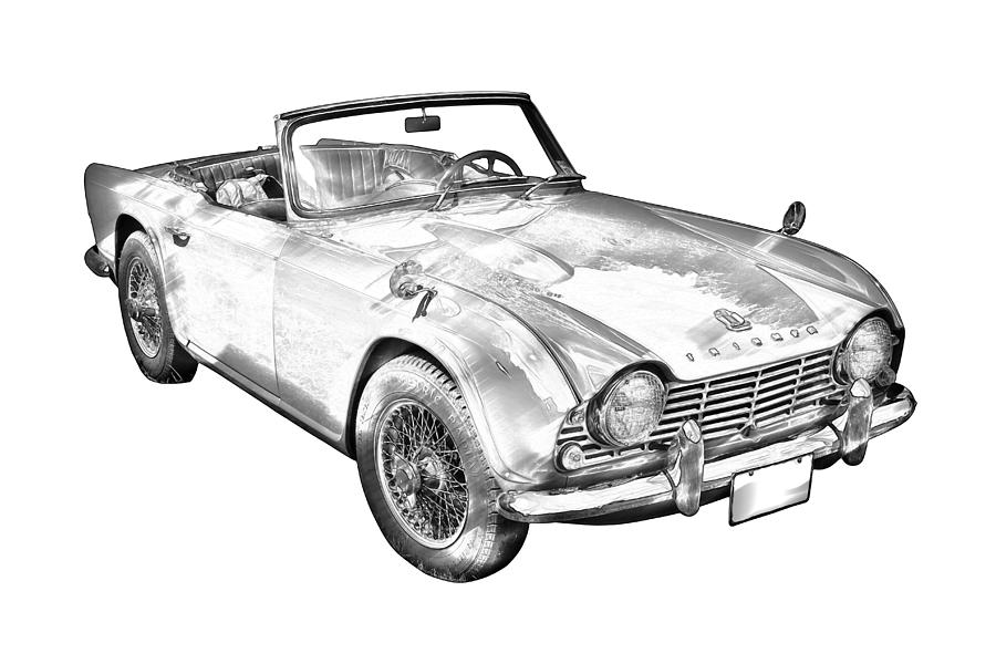 Illustration Of Triumph Tr4 Sports Car Photograph by Keith Webber Jr