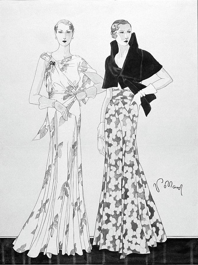 Illustration Of Two Fashionable Women Digital Art by Douglas Pollard