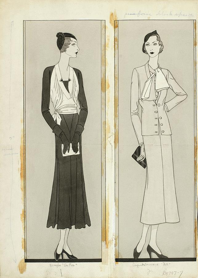 Illustration Of Two Women In Elegant Fashion Digital Art by Douglas Pollard