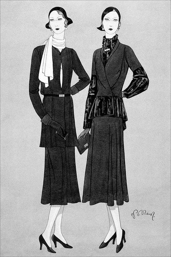 Illustration Of Two Women In Lavin Suits Digital Art by Douglas Pollard ...