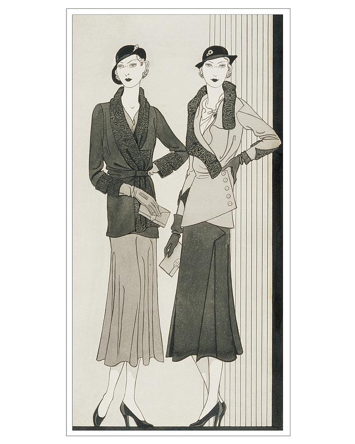 Illustration Of Two Women Modeling Suits Digital Art by Douglas Pollard