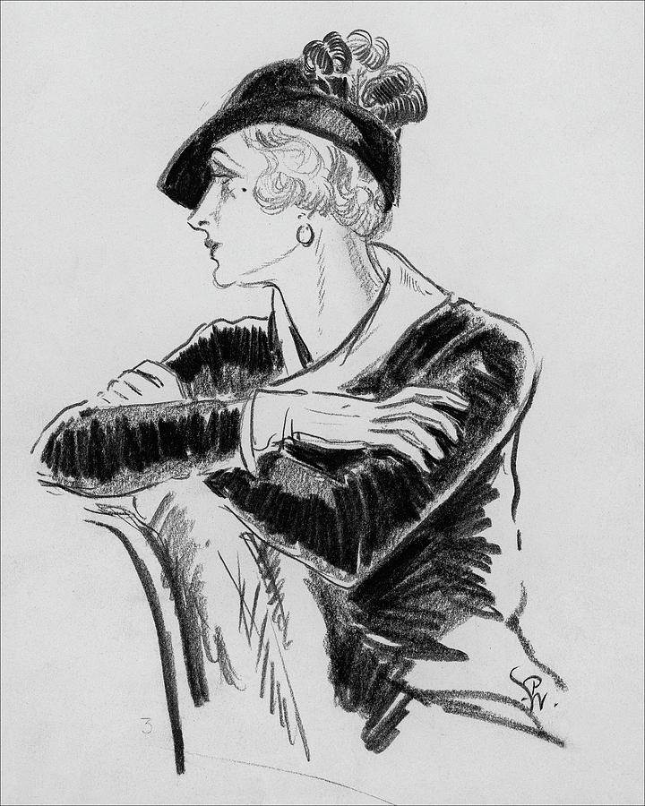 Illustration Of Woman Wearing Franklin Simon Hat Digital Art by Porter Woodruff