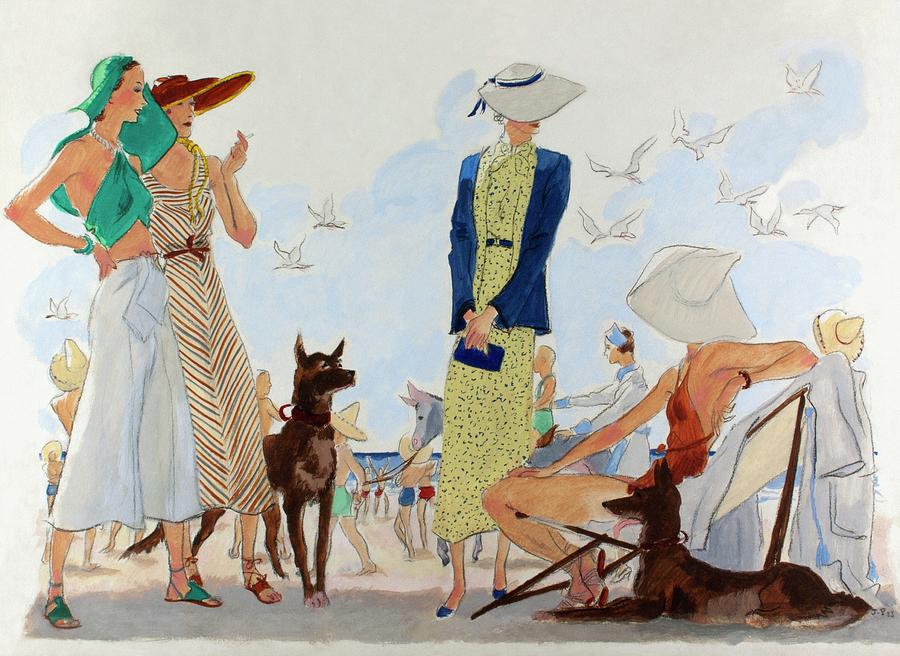 Illustration Of Women In Beachwear Digital Art by Jean Pages
