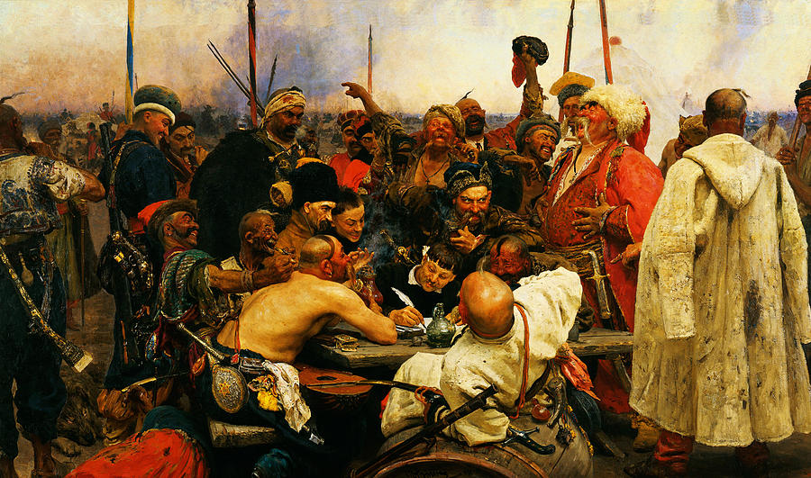 Ilya Repin 3 Reply Of The Zaporozhian Cossacks To Sultan Mehmed Iv Of Ottoman Empire1 Painting by MotionAge Designs