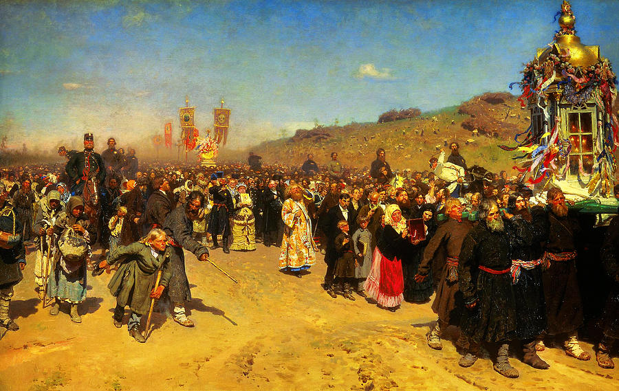 Kingdom Painting - Ilya Repin Religious Procession In Kursk Province by MotionAge Designs