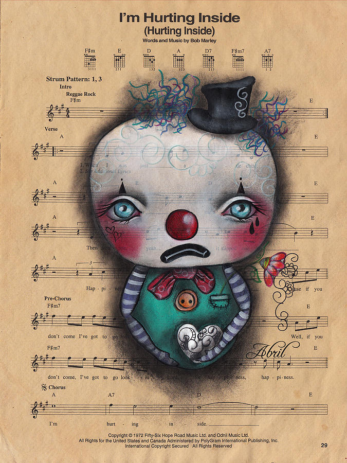Im Hurting Inside - Clown Painting by Abril Andrade