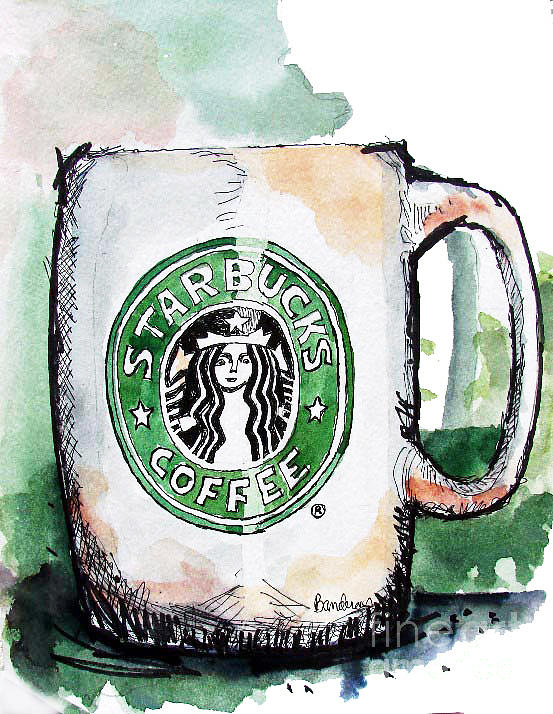 Im Thinking Starbucks Painting by Terry Banderas