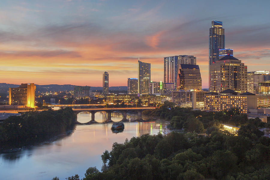 The Austin Skyline on a Summer Evening 1 Photograph by Rob Greebon