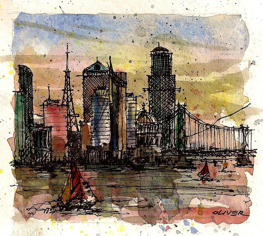 Imaginary Skyline Mixed Media by Tim Oliver
