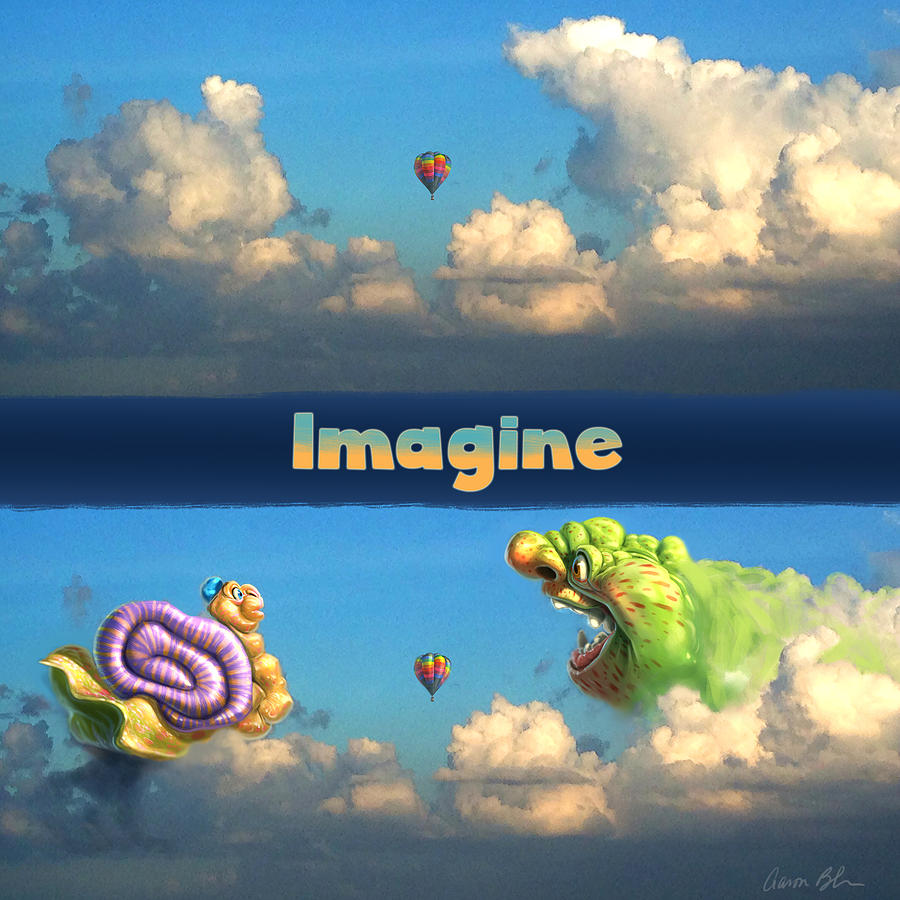 Imagine Digital Art - Imagine snail and ogre by Aaron Blaise