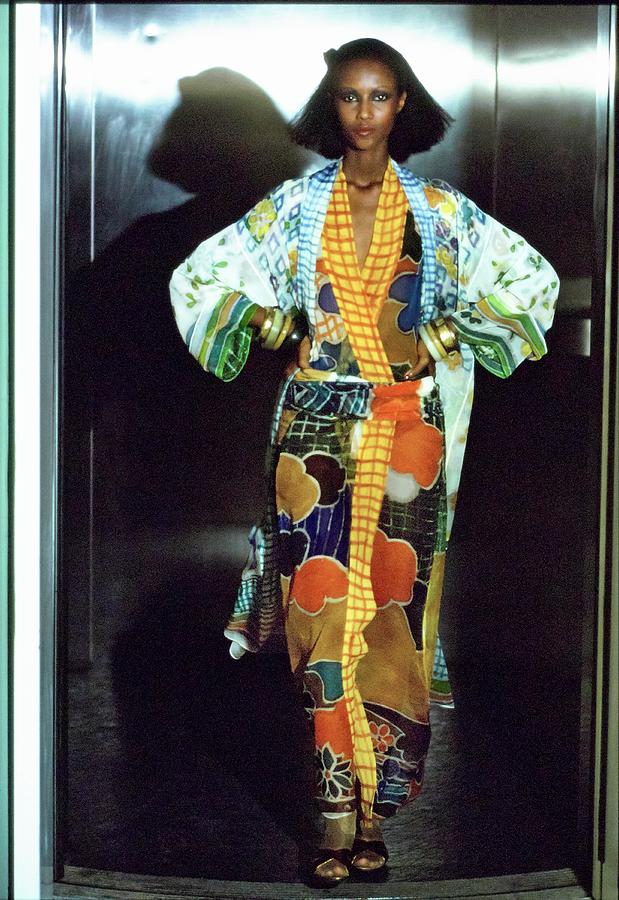 Iman Wearing Kimonos Photograph by Arthur Elgort