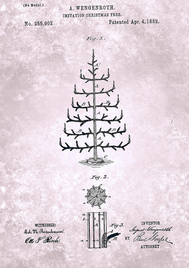 Imitation Christmas Tree Patent From 1882 Painting by Celestial Images