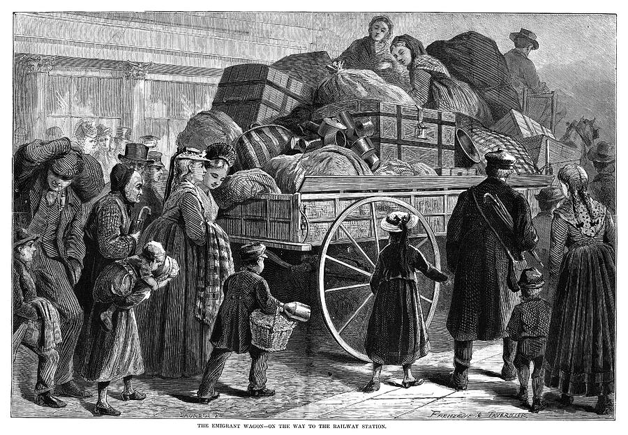 Immigrant Wagon, 1873 Painting by Granger