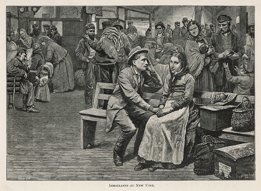 Immigrants At Ellis Island, New York Drawing by Mary Evans Picture