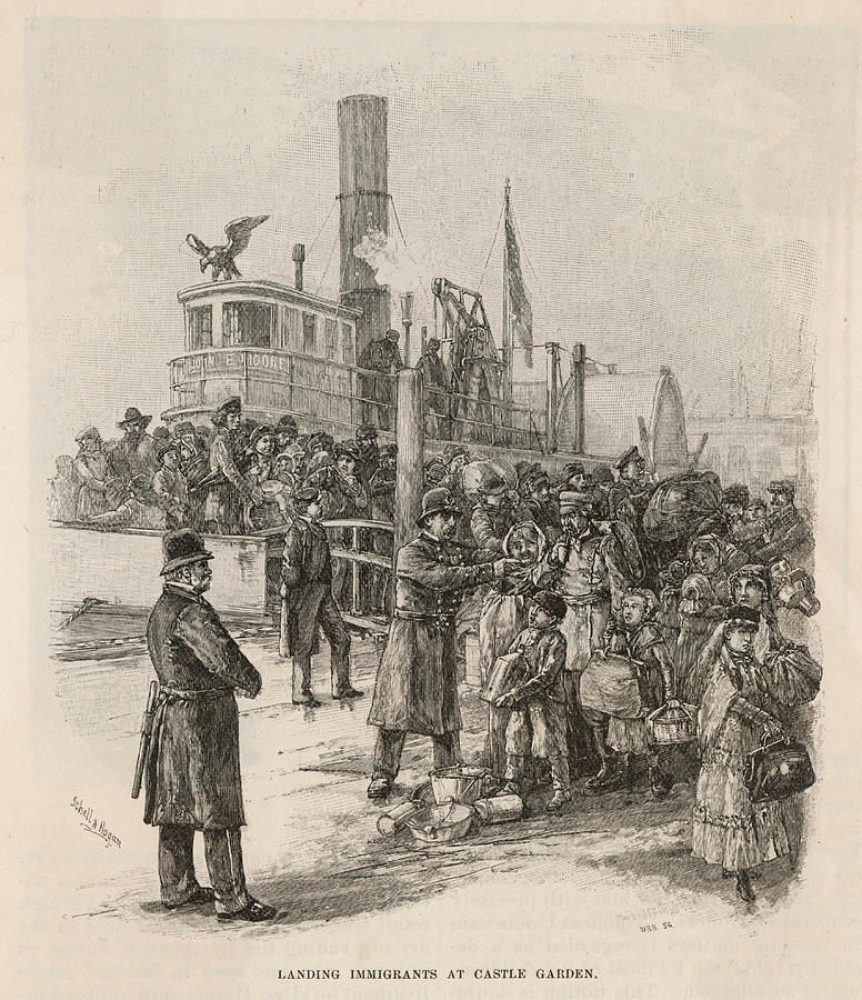 Castle Drawing - Immigrants Land At Castle Garden, New by Mary Evans Picture Library