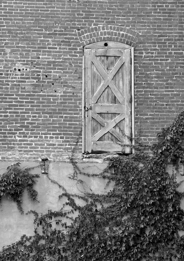 Imperial Brewery Back Wooden Door bw Photograph by Elizabeth Sullivan