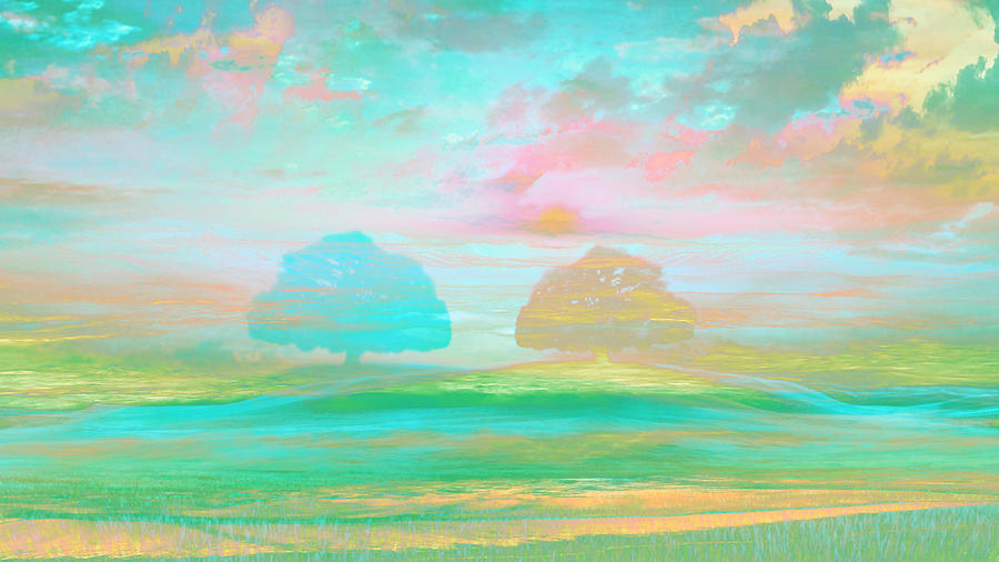 Impressionism Digital Art - Impressionism Trees Pastel by Mary Clanahan Impressionism Digital Art - Impressionism Trees Pastel by Mary Clanahan