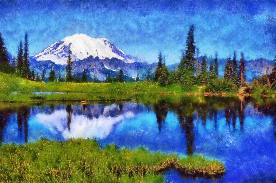 Impressionist Rainier Digital Art by Kaylee Mason