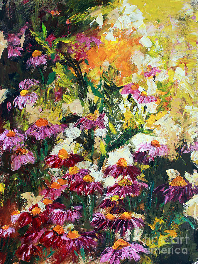 Impressionist Wild Purple Coneflowers Painting by Ginette Callaway