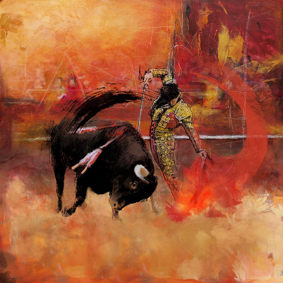 Bull Painting - Impressionistic Bullfighting by Corporate Art Task Force