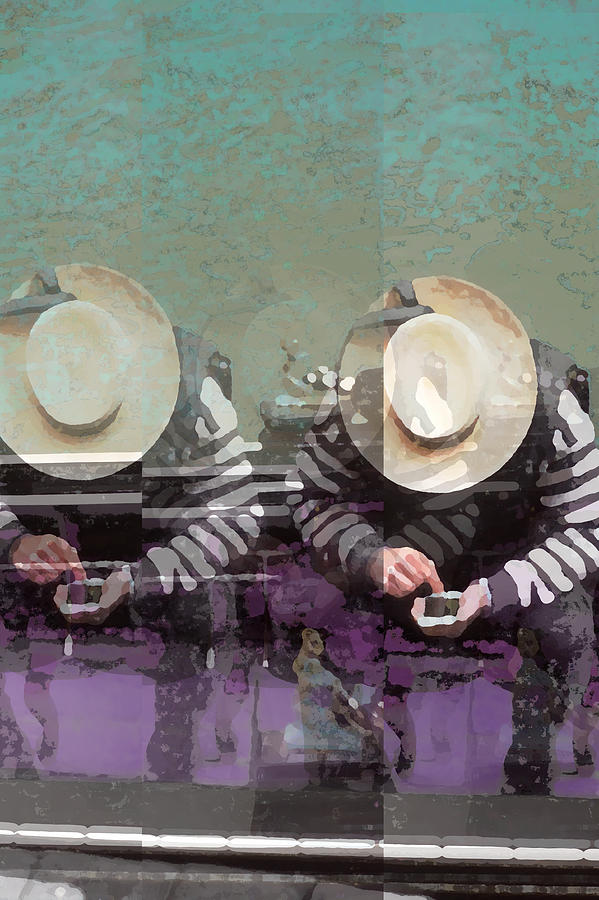 Impressions Of A Gondolier And His I-Phone Digital Art by Suzanne Powers