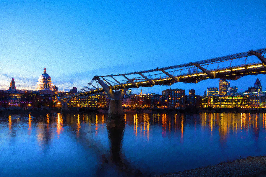 Impressions of London - Millennium Bridge and St. Pauls Cathedral Digital Art by Georgia Mizuleva
