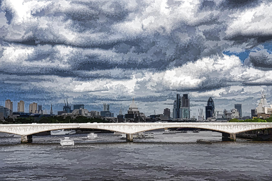 Impressions of London - Stormy Skies Skyline Digital Art by Georgia Mizuleva
