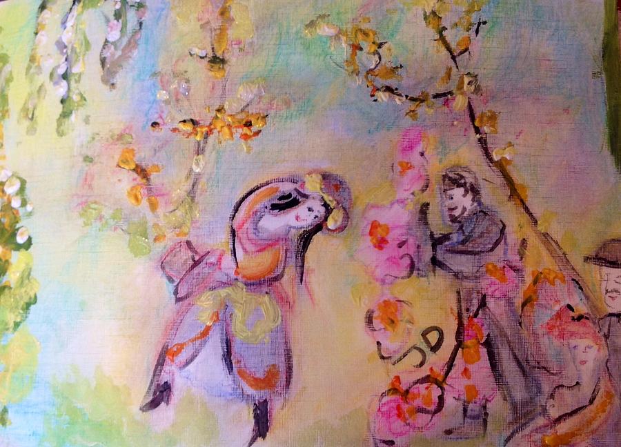 Impromptu Pink  Picnic dance Painting by Judith Desrosiers