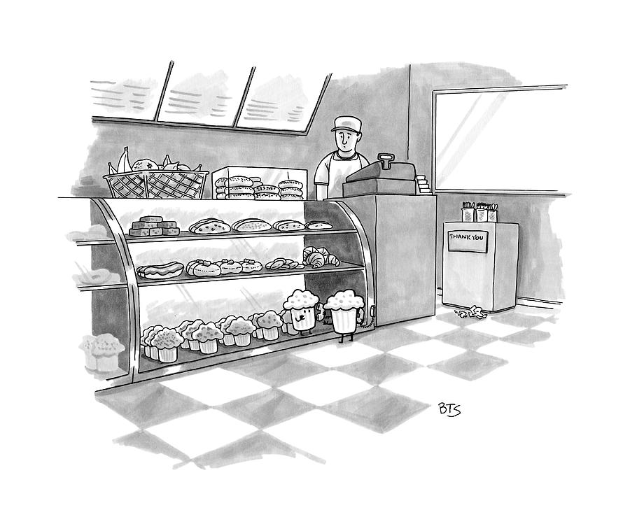 In A Bakery Drawing by Benjamin Schwartz