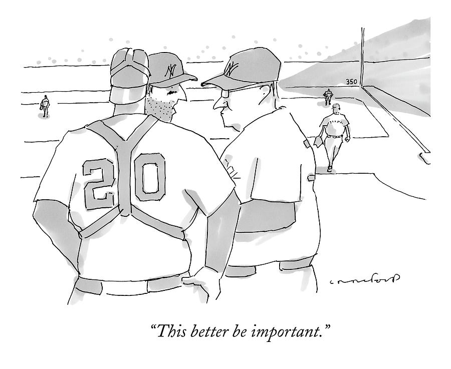 In A Baseball Game Drawing by Michael Crawford