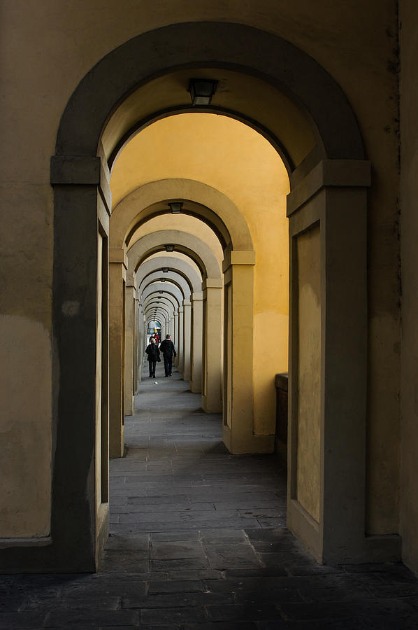 In a Distance - Vasari Corridor in Florence Italy  Photograph by Georgia Mizuleva