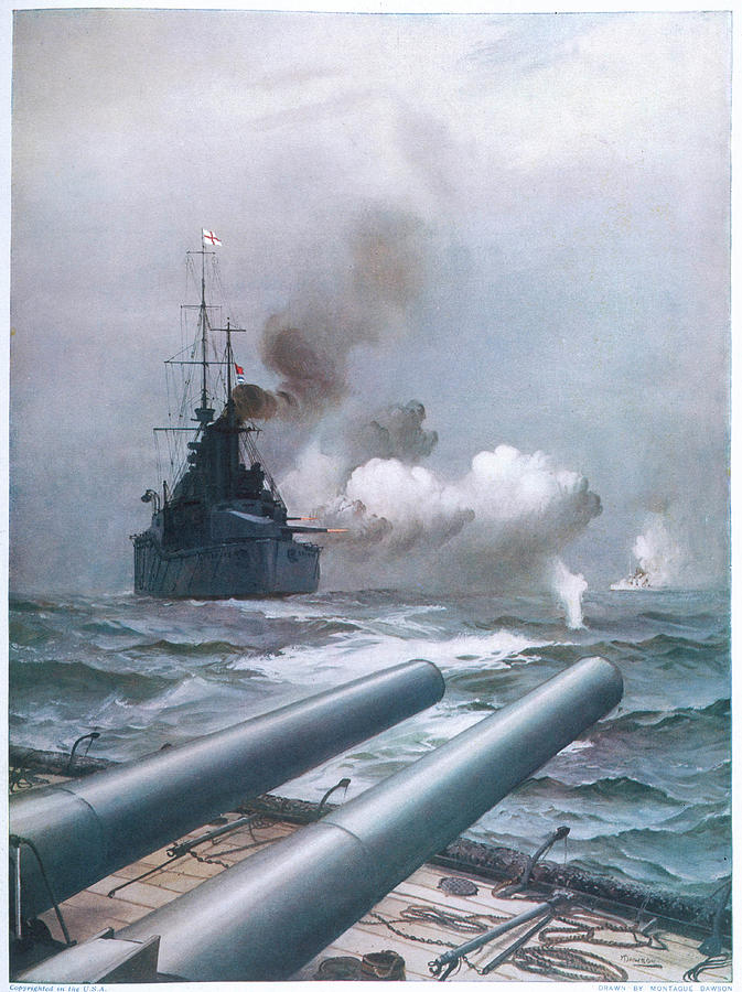 Lion Drawing - In A Naval Engagement Off Heligoland by  Illustrated London News Ltd/Mar