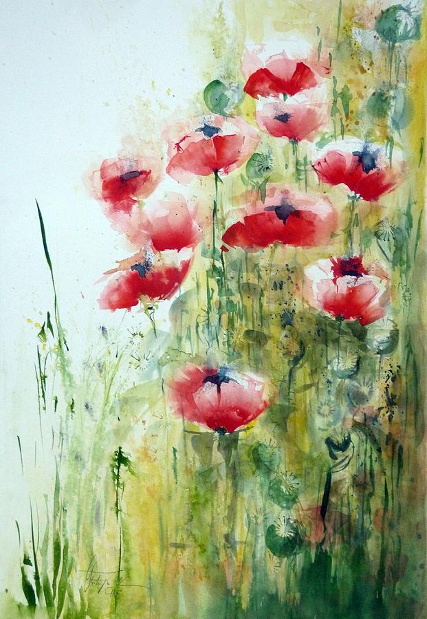 In A Poppy Field Painting by Christa Friedl